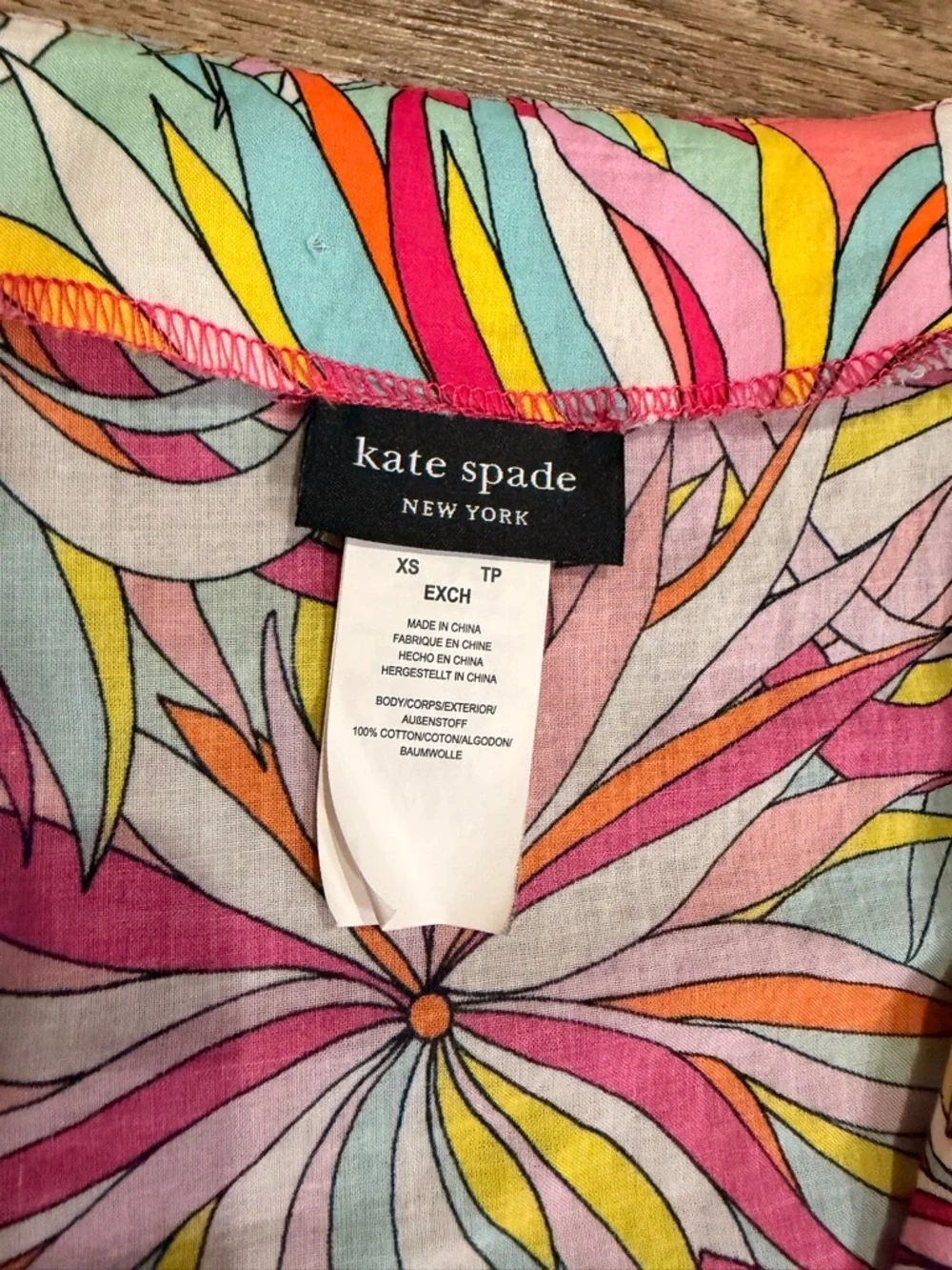 Kate Spade Floral Caftan Dress Pockets Cotton V Neck Resort XS - Picture 4 of 10